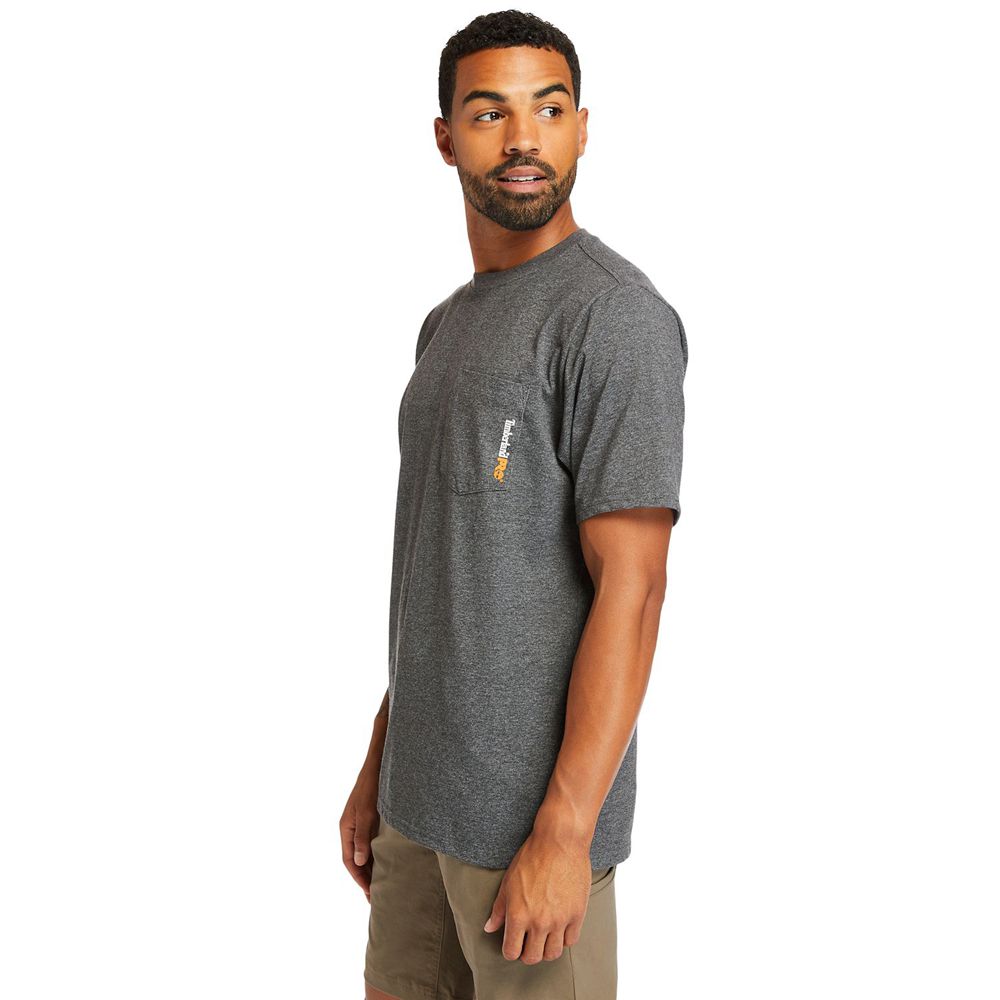 Timberland Mens T-Shirts PRO® Short Sleeve Base Plate Wicking - Dark Grey - India RY4305691